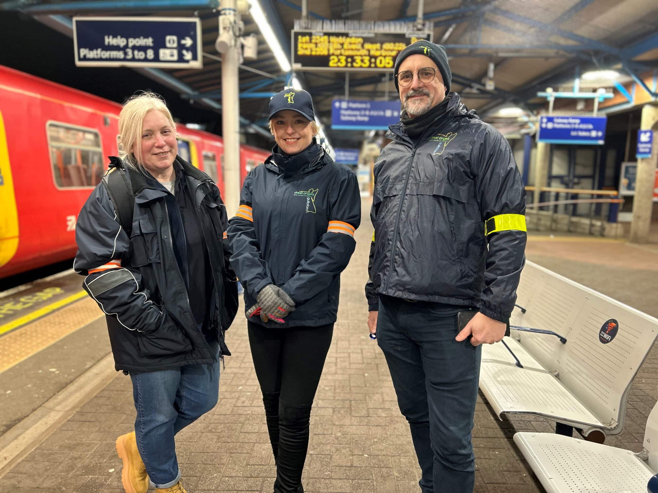 Surrey's Police and Crime Commissioner, Lisa Townsend, at Guildford train station with the Street Angels